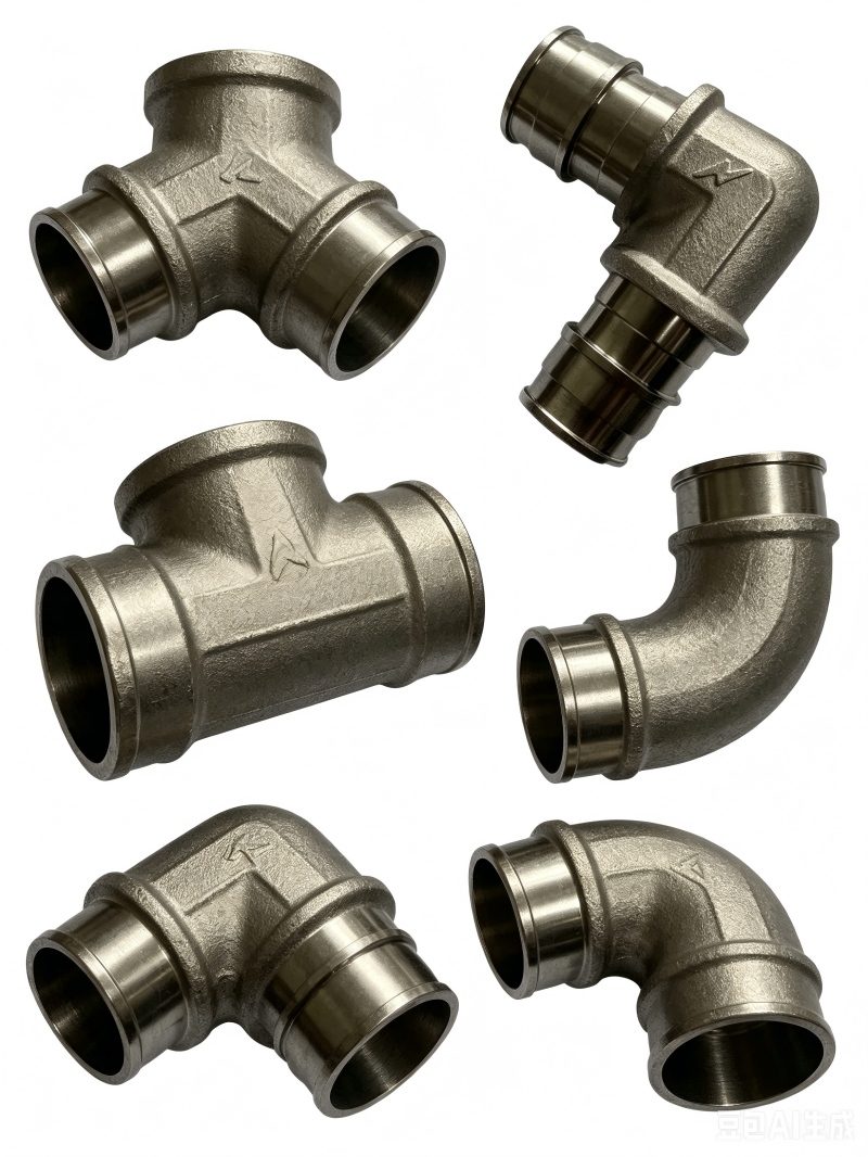 Custom Stainless Steel Double Barb Elbow, Cast & Machined Hose Connector for Fluid Systems